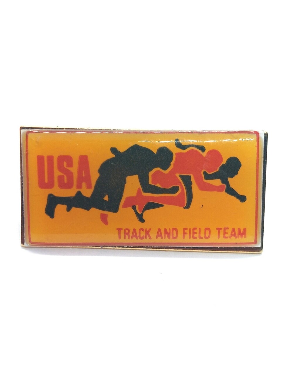 USA Track Field Pin Team Running Sprinter Enamel Olympic Sports Vintage